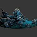 Blue Decorative Shoes With Coral Like Petals Design Artistic Glossy Finish On Dark Background