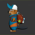 Friendly Cartoon Game Movie Character With Blue Cap Glasses Orange Shirt Blue Vest Red Backpack