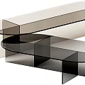 Modern Coffee Table With Transparent Glass Top And Geometric Metal Frame Design