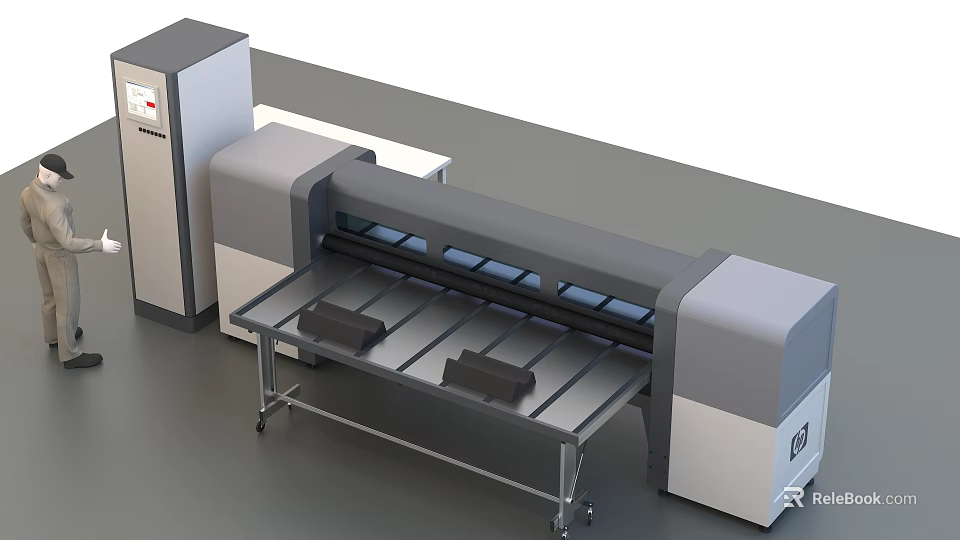 High Performance Industrial Large Format Printer With Worktable And Precision Components 3d model 