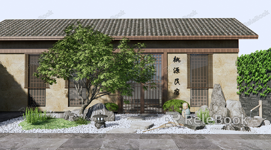 New Chinese Courtyard Dry Landscape Courtyard Landscape model