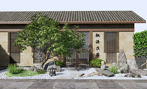 New Chinese Courtyard Dry Landscape Courtyard Landscape 3d model