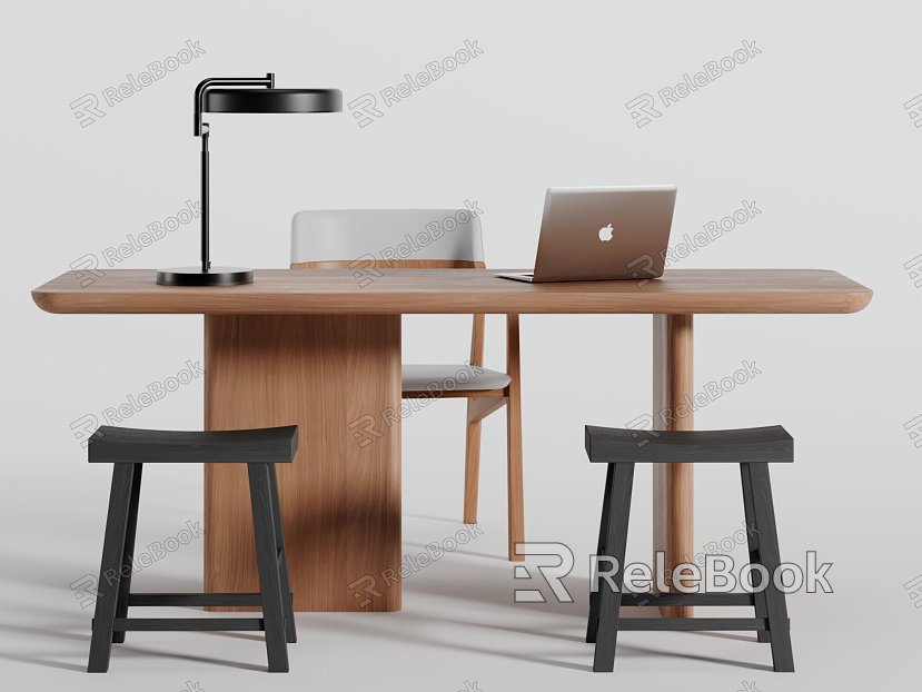 Quiet Table and Chair Combination Log Desk Square Stool Single Chair model