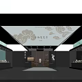 Porcelain Flower Exhibition Hall Interior With Decorative Ceiling And Displayed Artifacts 3d model
