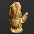 Old Worn Leather Glove With Vintage Texture And Small Handwritten Text 3d model