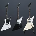 V Shaped Electric Guitars Collection Display in White Black and Cream Colors