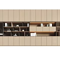 Modern Wooden Bookcase With Open Shelves Closed Cabinets Decorated With Vases Books And Small Objects