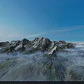 Majestic Snowy Mountain Peaks With Sunrise Light And Misty Valleys In Scenic Range