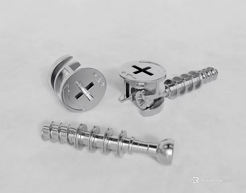 High Quality Silver Metal Hardware Tools With Cross Slot Screws And Bolts 3d model 
