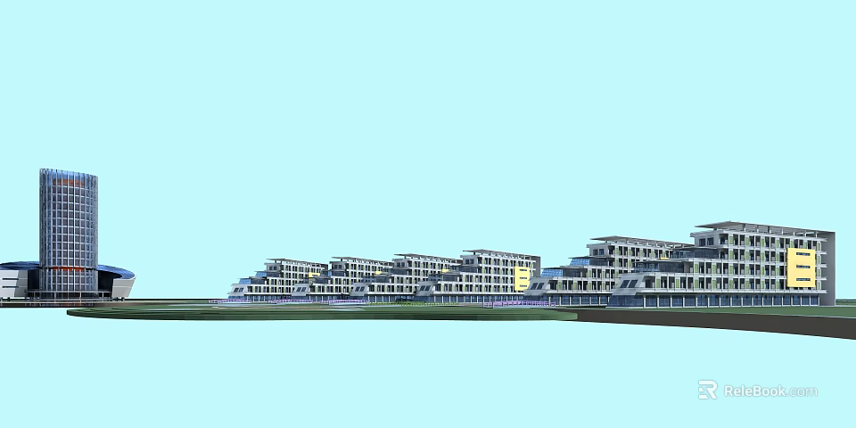 Modern School Building Design With Multi Story Structure Glass Facade And Green Campus 3d model 