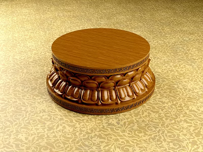 Wooden Ornament Decoration Set With Round Carved Patterns And Elegant Design 3d model
