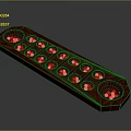 Red Elongated Household Organizer Tray with Multiple Small Holes and Blue Beads