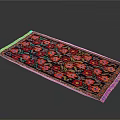 Square Carpet with Vibrant Floral Patterns Red Pink Green Tones and Fringed Edges Design