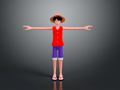 Monkey Luffy One Piece Straw Hat Luffy Straw Hat Junior Male Character Male Character Man 3d model