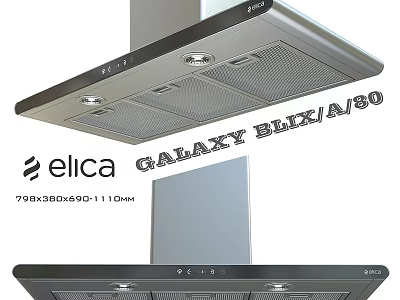 Elica Galaxy ELK/A/90 Kitchen Range Hood With Stainless Steel Design And Dimensions 798x530x690+1110mm 3d model