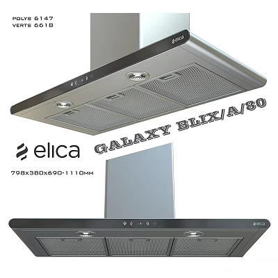 Elica Galaxy ELK/A/90 Kitchen Range Hood With Stainless Steel Design And Dimensions 798x530x690+1110mm 3d model
