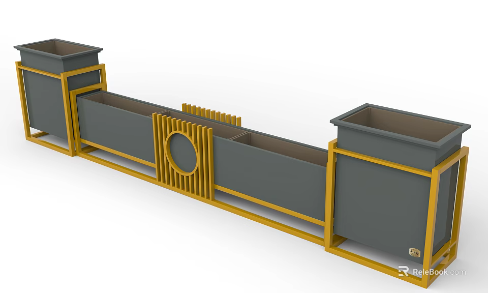 Modern Roadside Facilities Featuring Gray Structure Yellow Frames And Multiple Sections 3d model