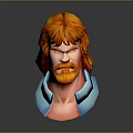 Fierce Game Movie Character 3D Model With Orange Hair Beard And Blue Collar