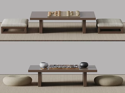 Traditional Board Game Space With Low Tables And Cushions 3d model