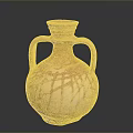 Terracotta Sculpture Carving Of Two Handled Clay Pot With Intricate Surface Patterns