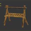 Wooden Leisure Chair with Armrests Crossed Frame and Smooth Surface on Dark Background
