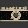 Vintage Digital Camera With Gold And Black Design Classic Lens And Control Buttons