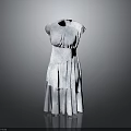 Elegant Sleeveless Dress With Fitted Waist And Layered Blue White Skirt