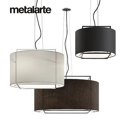Modern Pendant Lights With White Black And Brown Fabric Shades Design 3d model