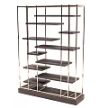 Modern Metal Frame Wooden Shelving Unit With Multiple Tiered Design For Home