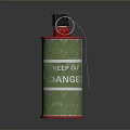 Red and Green Hand Grenade With Keep Out Danger Label And Metal Pin
