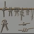 Various Decorative Rope Knots in Different Styles Shapes and Designs 3d model