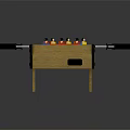 Fun Wooden Foosball Table with Colorful Red Yellow Players Black Handles and Green Tabletop Surface