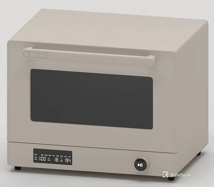 Beige Microwave Oven with Black Display Control Panel and Digital Buttons Design 3d model 