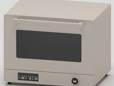 Beige Microwave Oven with Black Display Control Panel and Digital Buttons Design 3d model