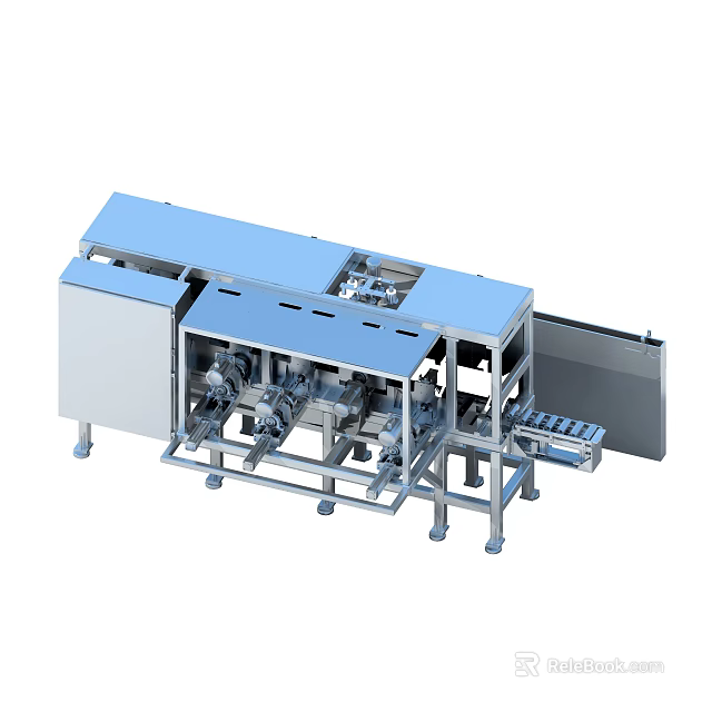 Automated Industrial Equipment With Mechanical Processing Conveyor And Metal Frame 3d model 