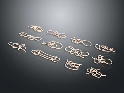 Artisan Crafted Decorative Knots With Various Intricate Designs On Black Background 3d model