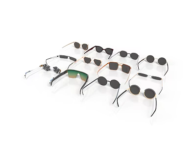 Various Stylish Sunglasses And Eyeglasses With Different Designs For Daily Use 3d model