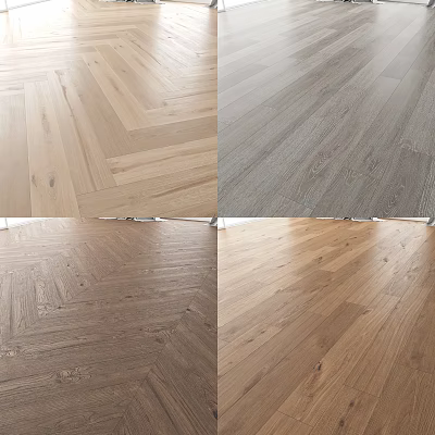 Different Wooden Flooring Options Featuring Various Colors Textures And Herringbone Designs 3d model
