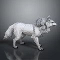 Detailed 3D Rendered White Wolf Statue With Realistic Fur And Standing Pose