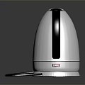 Silver Metallic Electric Kettle With Black Handle Power Cord On Reflective Surface