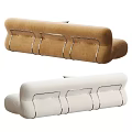 Modern Two Tone Cream And Brown Sofa With Plush Seats And Decorative Pillows