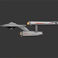 Sci Fi Starship Model With Saucer Shaped Hull NCC 1701 And Orange Thruster Engines