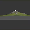 Modern 3D Terrain Model With Green Surface White Peak And Purple Mountain Ranges