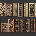Wooden Partition Designs With Various Intricate Laser Cut Patterns For Interior Decor 3d model