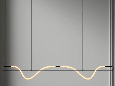 Modern Wave Shaped LED Pendant Light With Warm Yellow Glow In Interior Design 3d model