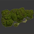 Lush Green Natural Moss Covered Rock Formation With Small Stones And Textured Surface