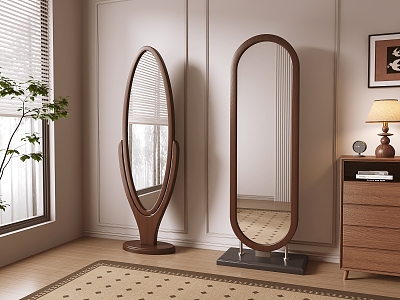 Mid-ancient style dressing mirror floor mirror 3d model