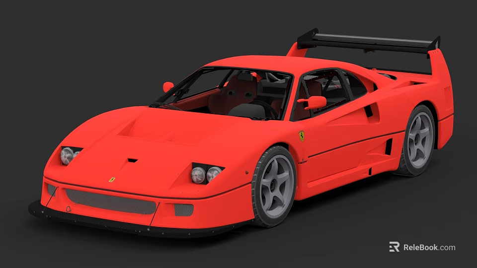 Red Ferrari Sports Car with Sleek Design Rear Spoiler Modern Exterior and Aerodynamic Features 3d model 