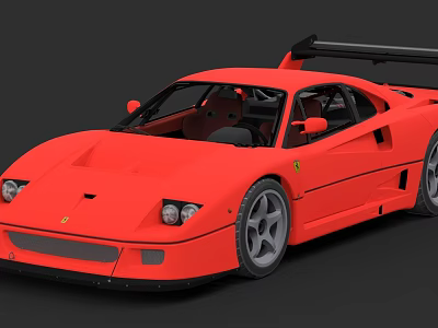 Red Ferrari Sports Car with Sleek Design Rear Spoiler Modern Exterior and Aerodynamic Features 3d model