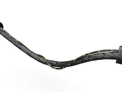 Industrial Equipment Flexible Black Hose with Yellow Markings and Curved Durable Design 3d model